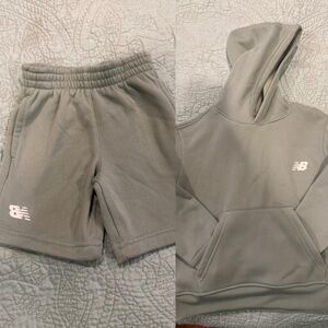 New Balance Kids Hoodie + Shorts Set Size 5/6 Sage Green
